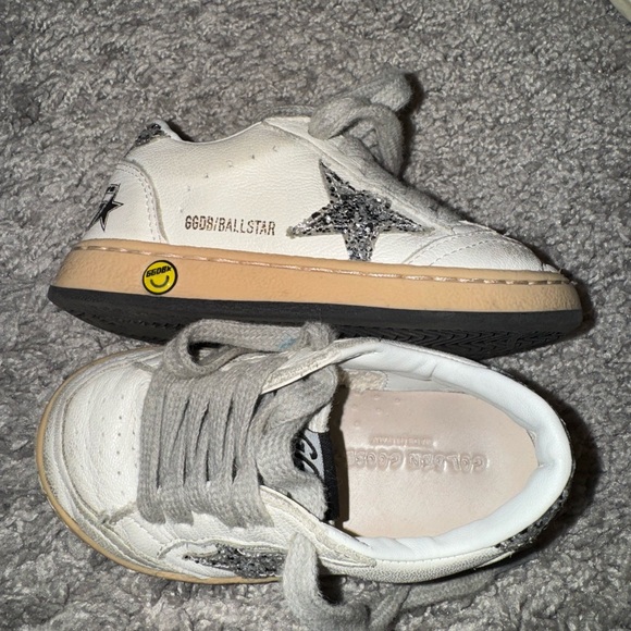 Golden Goose Kids White and Black Star Sneakers